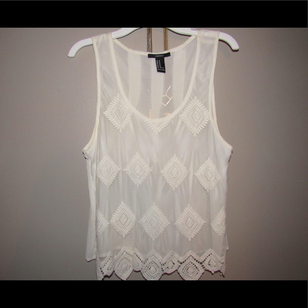 Cream Lace Tank Top